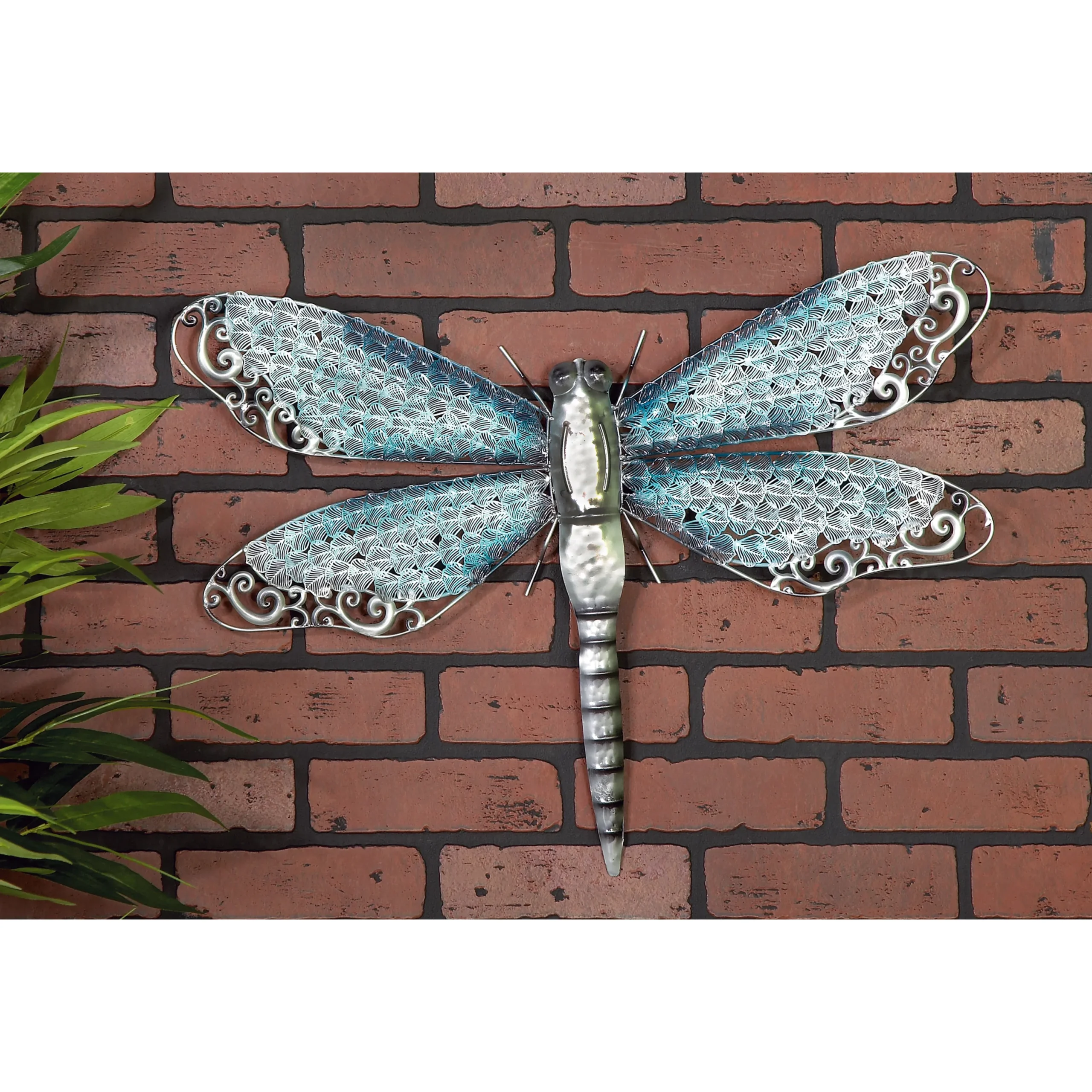 Eclectic Metal Turquoise Indoor/Outdoor Dragonfly Wall Décor, - Image 3