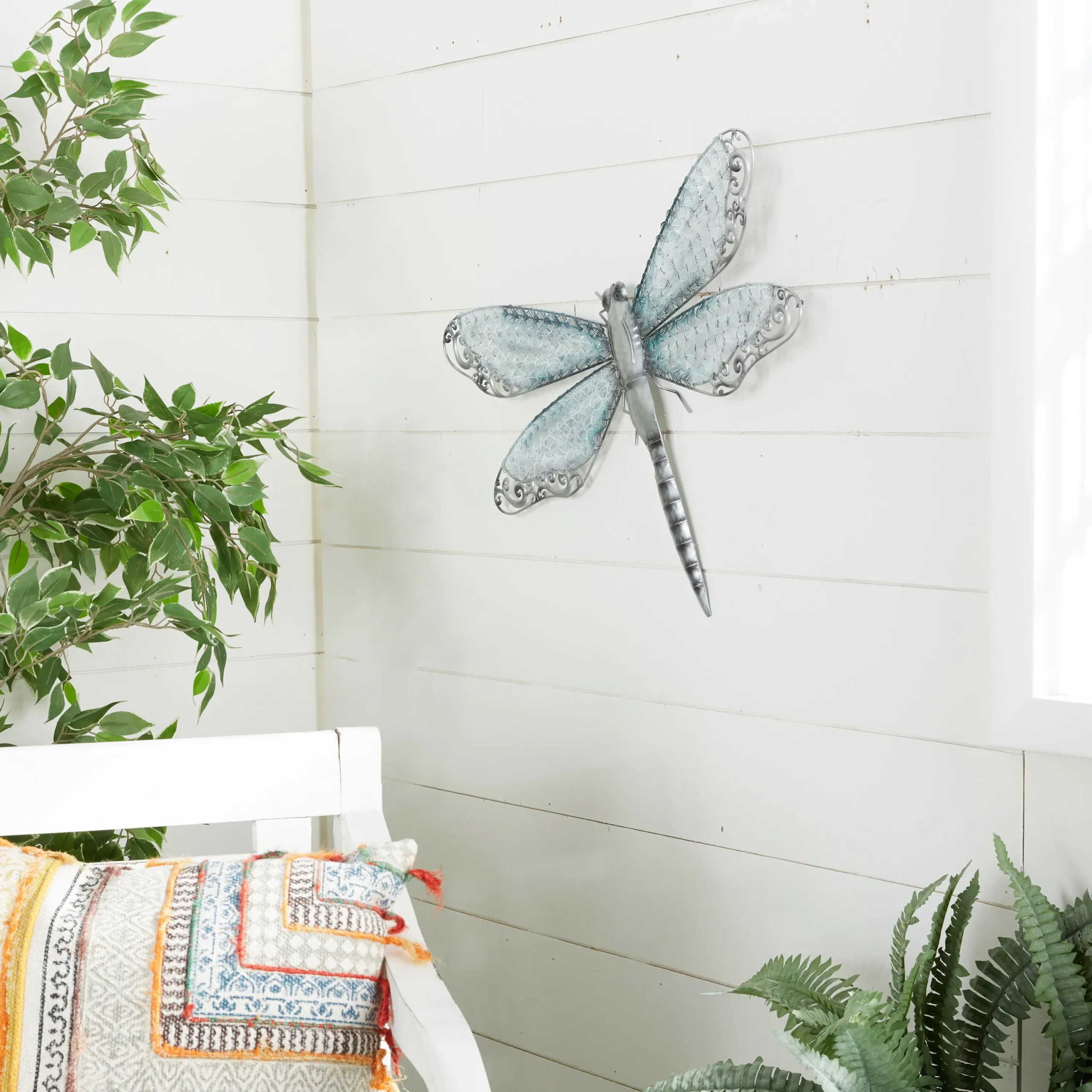 Eclectic Metal Turquoise Indoor/Outdoor Dragonfly Wall Décor, - Image 2